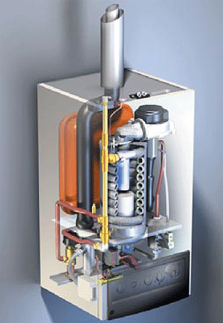 Interior de caldera de condensación